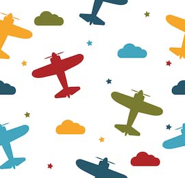 Летящие в небо разноцветные детские самолеты