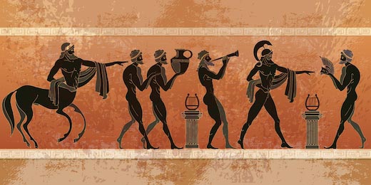 Древняя греческий кентавр, люди, боги Олимпа