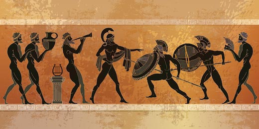 Древнегреческая живопись -  воины Спарты