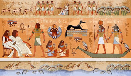Древняя египетская сцена. Египетские фараоны