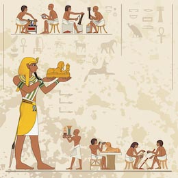 Древний Египетский фараон и крестьяне. Стилизация