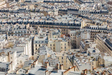 Аэрофотоснимок крыш классических парижских  зданий