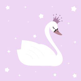 Милая прекрасная принцесса лебедь на фиолетовом 