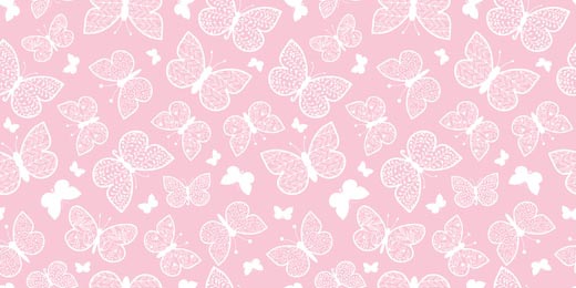 Нежно белые узорчатые бабочки на розовом фоне