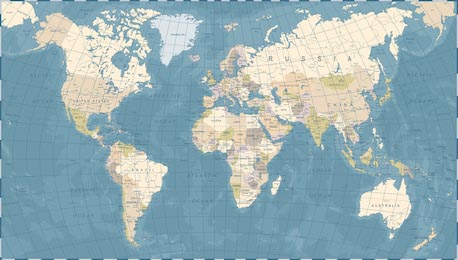 Карта мира Винтажная векторная иллюстрация