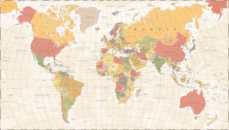 Подробная векторная иллюстрация карты мира 
