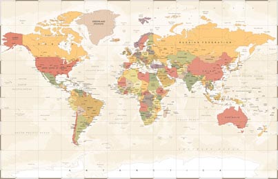 Подробная винтаж иллюстрированая карта мира 