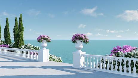 Римская терраса с романтическим видом на море