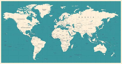 Подробная винтажная карта мира