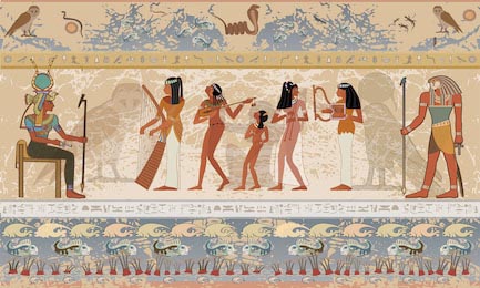 Древне Египетские боги и фараоны на фреске