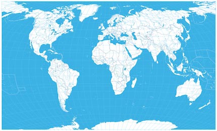 Карта мира белого цвета на синем фоне