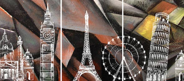 Лондон, Париж, Пиза абстрактный фон на холсте
