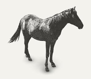 Полигонально векторная иллюстрация лошади