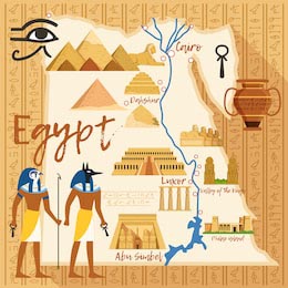 Стилизованная карта Египта с различными объектами