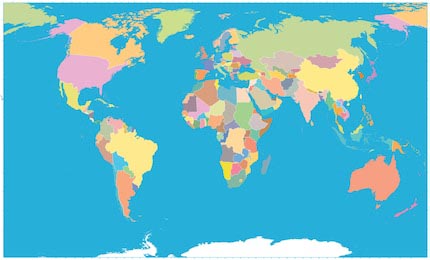 Цветная карта мира, векторная иллюстрация