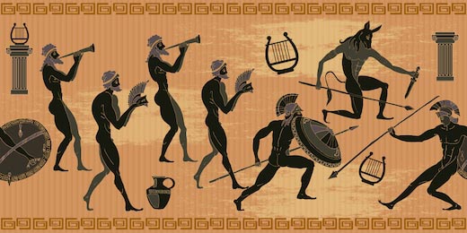 Древнегреческая живопись - охота на минотавра