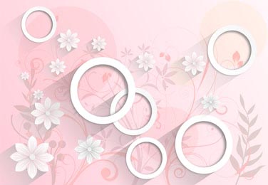 Цветы с белыми кольцами на розовом фоне