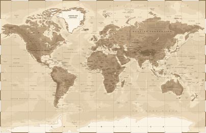 Винтажная физическая карта мира